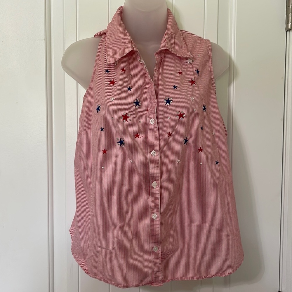 Fiorlini International Red White and Blue 100% Cotton Shirt. Size Large.